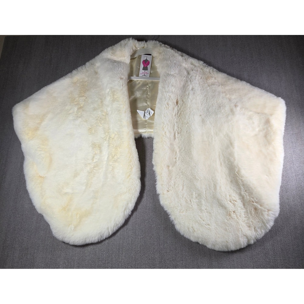Christian Siriano Faux Fur Wrap Women OS Cream Shrug Stole 2-Way Wear